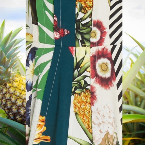 °$2,690 OSCAR DE LA RENTA GORGEOUS PINEAPPLE PATCHWORK MIDI DRESS US S. - Picture 4 of 9